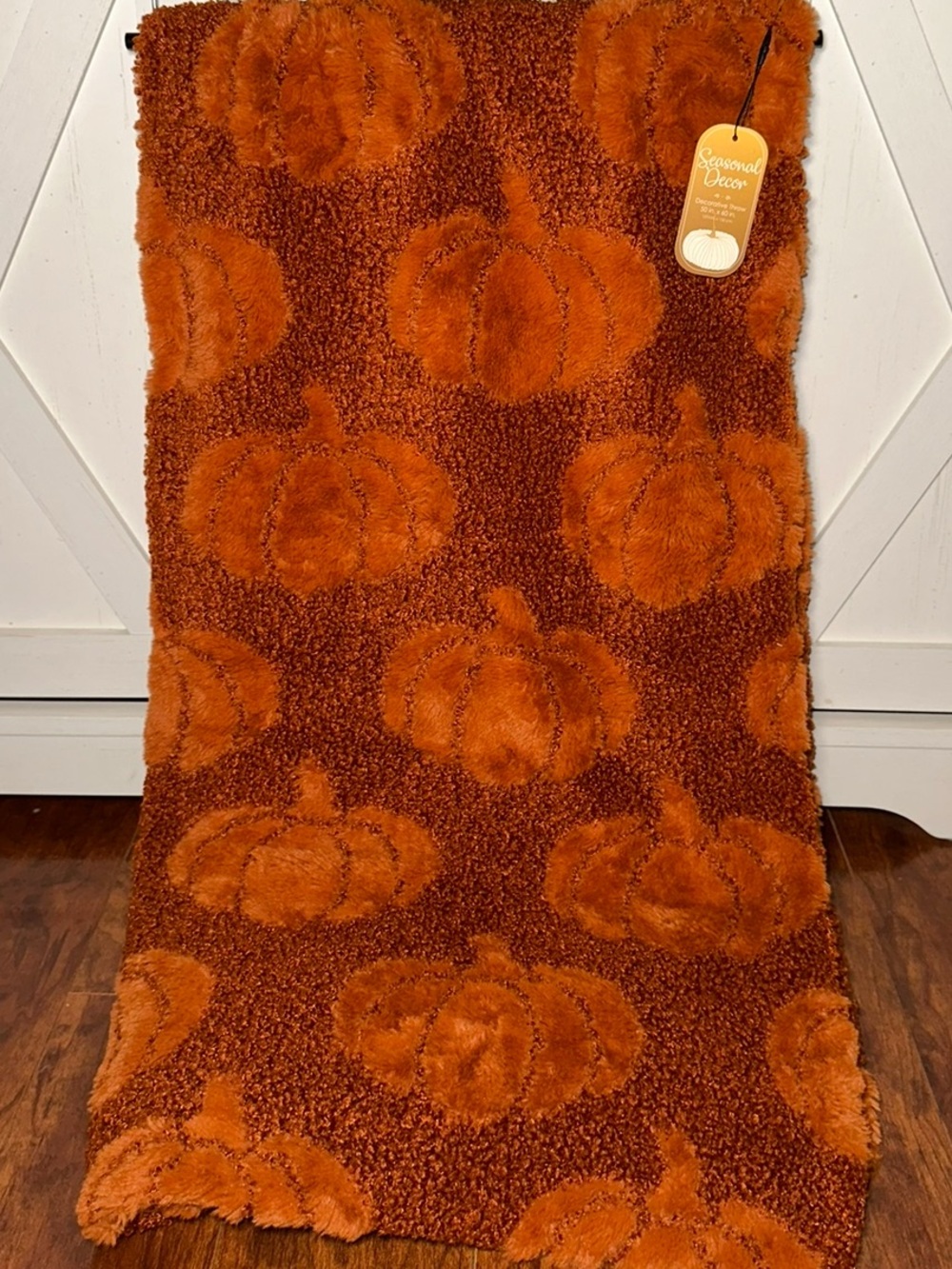 Pumpkin Faux Fur Embossed Pattern Autumn Throw Blanket